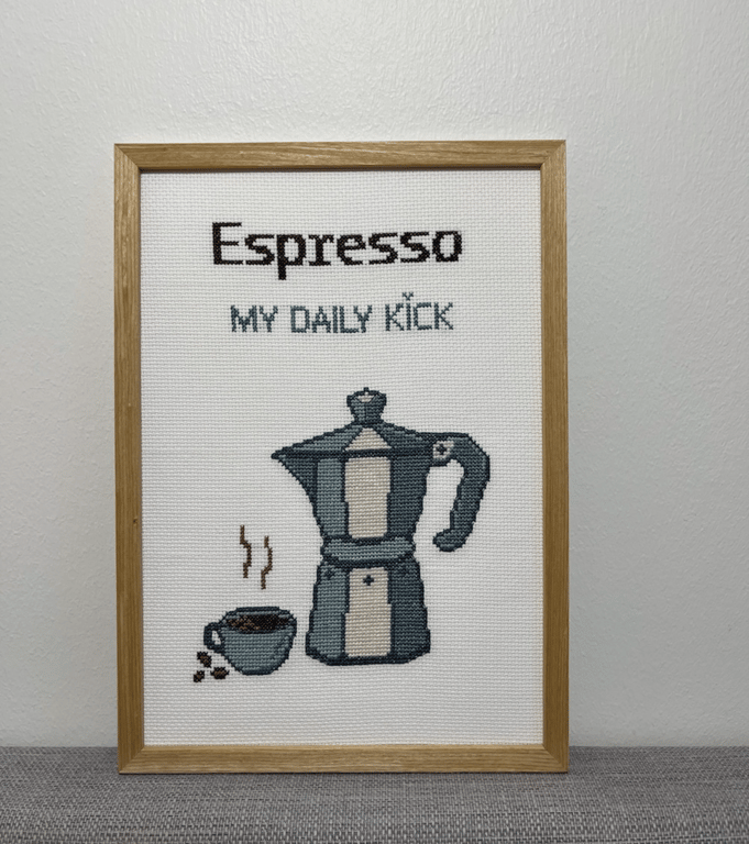 Espresso – broderikit fra Pomp Stitch