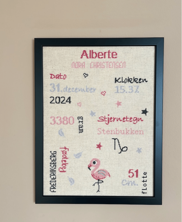 Flamingo – broderikit fra Pomp Stitch
